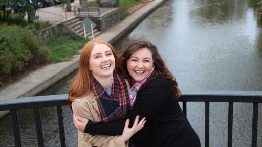 International students on the Naperville Riverwalk